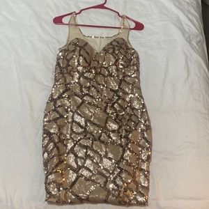 Champagne and bronze full sequin cocktail dress size 10